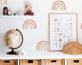 Brown rainbow wall decal, brown watercolor rainbow wall sticker, rainbow wall decal, fabric wall decal, rainbow wall sticker