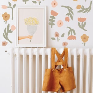 Stickers muraux en tissu fleurs sauvages, Stickers floraux bohèmes pour chambre de fille, Stickers muraux fleurs, Stickers chambre de bébé bohème, Stickers floraux, chambre de filles