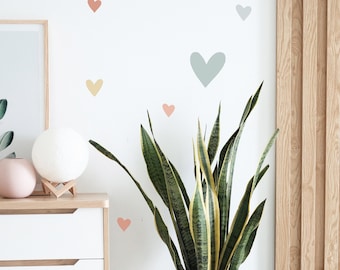 Muted multi-color heart decals- heart wall decals, heart decals, confetti decals, boho nursery, muted heart wall stickers, girls nursery