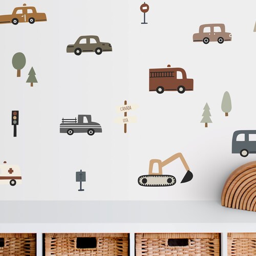 Modern Vehicle Wall Decals Construction Wall Decals Car Wall Etsy
