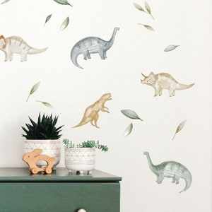 Dinosaur Wall Decals, Watercolor Hand Drawn Dino Decals, Dinosaur Fabric Wall Stickers, T-Rex, Boy Nursery Decals, Dino Theme Room, Dinosaur
