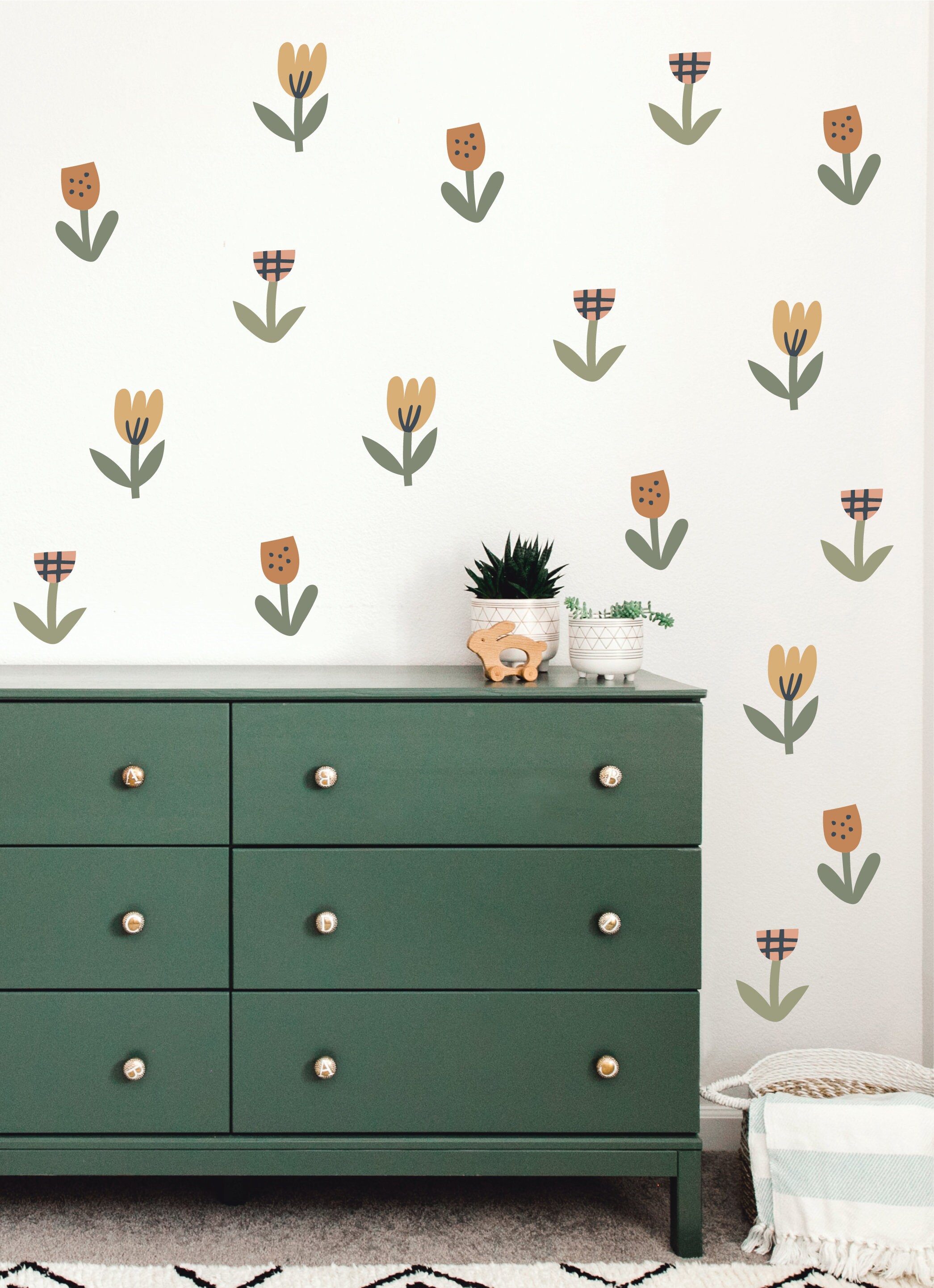 Wildflower Fabric Wall Decals, Boho Floral Decals for Girls Nursery ...