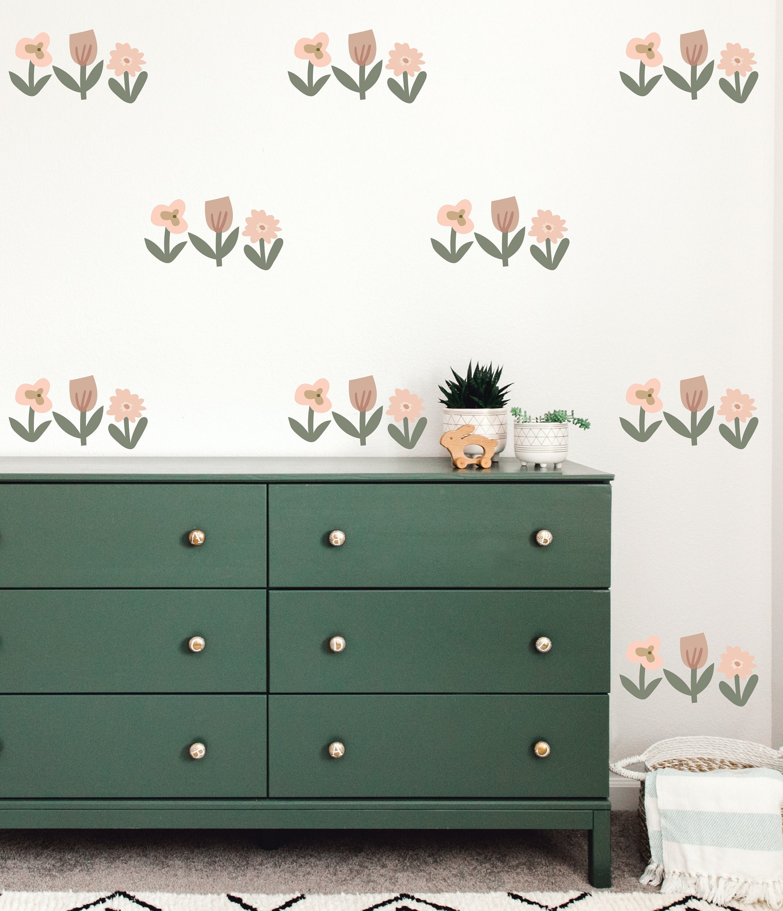 Flower Fabric Wall Decals Boho Flower Decals for Girls Etsy