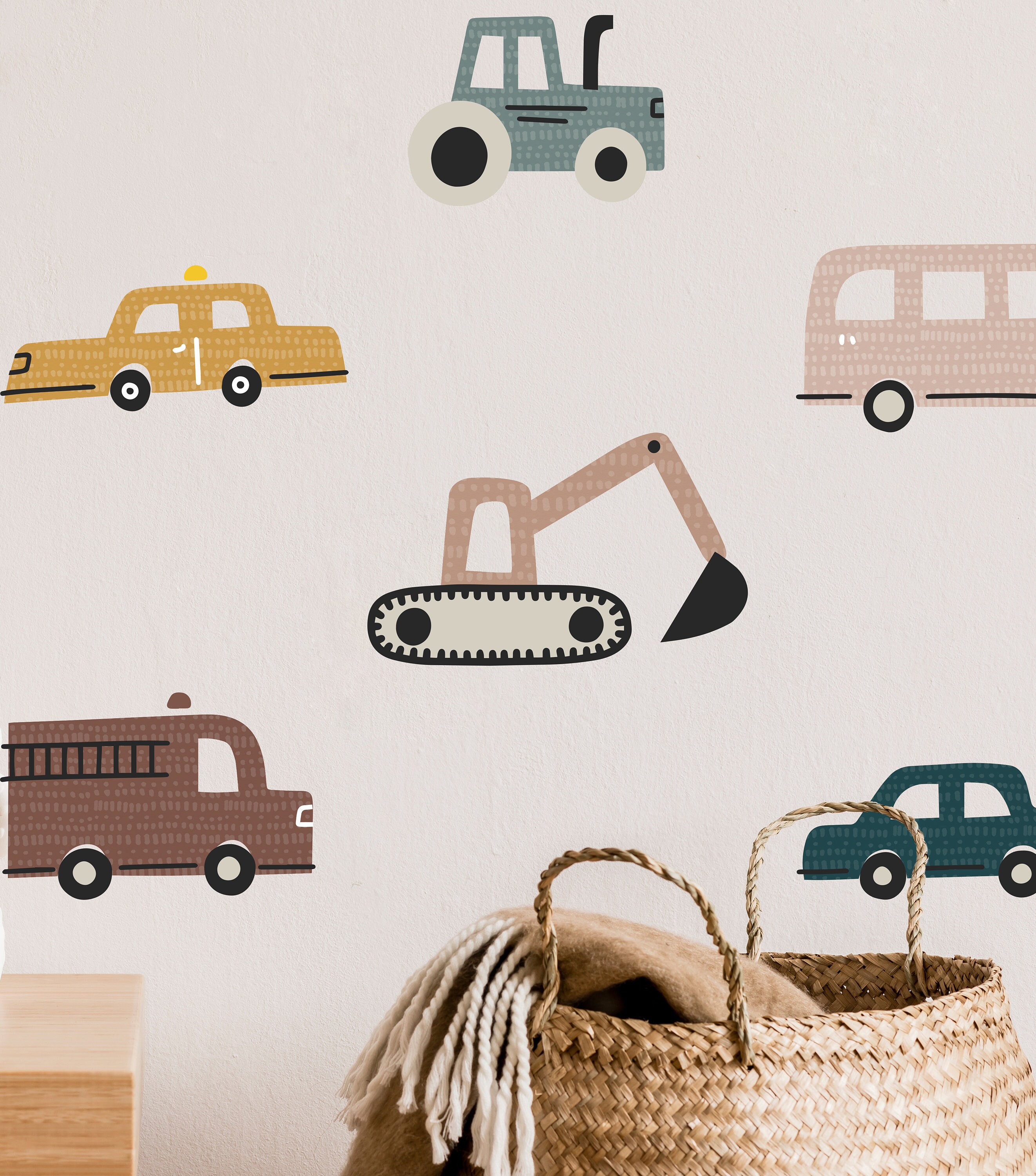 Construction Set Wall Decals Vehicle Wall Decals Car Wall Etsy