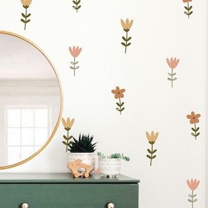 Stickers muraux en tissu fleurs sauvages, Stickers floraux bohèmes pour chambre de fille, Stickers muraux fleurs, Stickers chambre de bébé bohème, Stickers floraux, chambre de filles