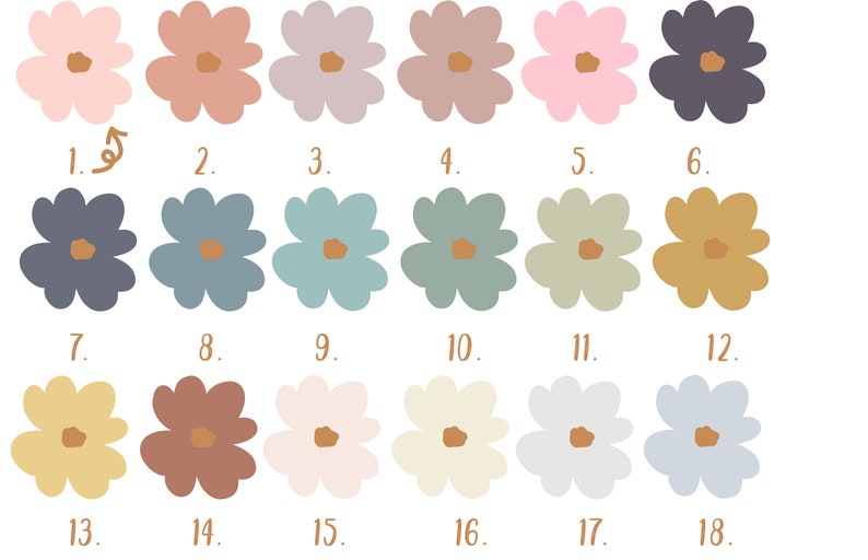 Floral Wall Decal Mini Flower Wall Decal Flora Polka Dot Etsy Canada