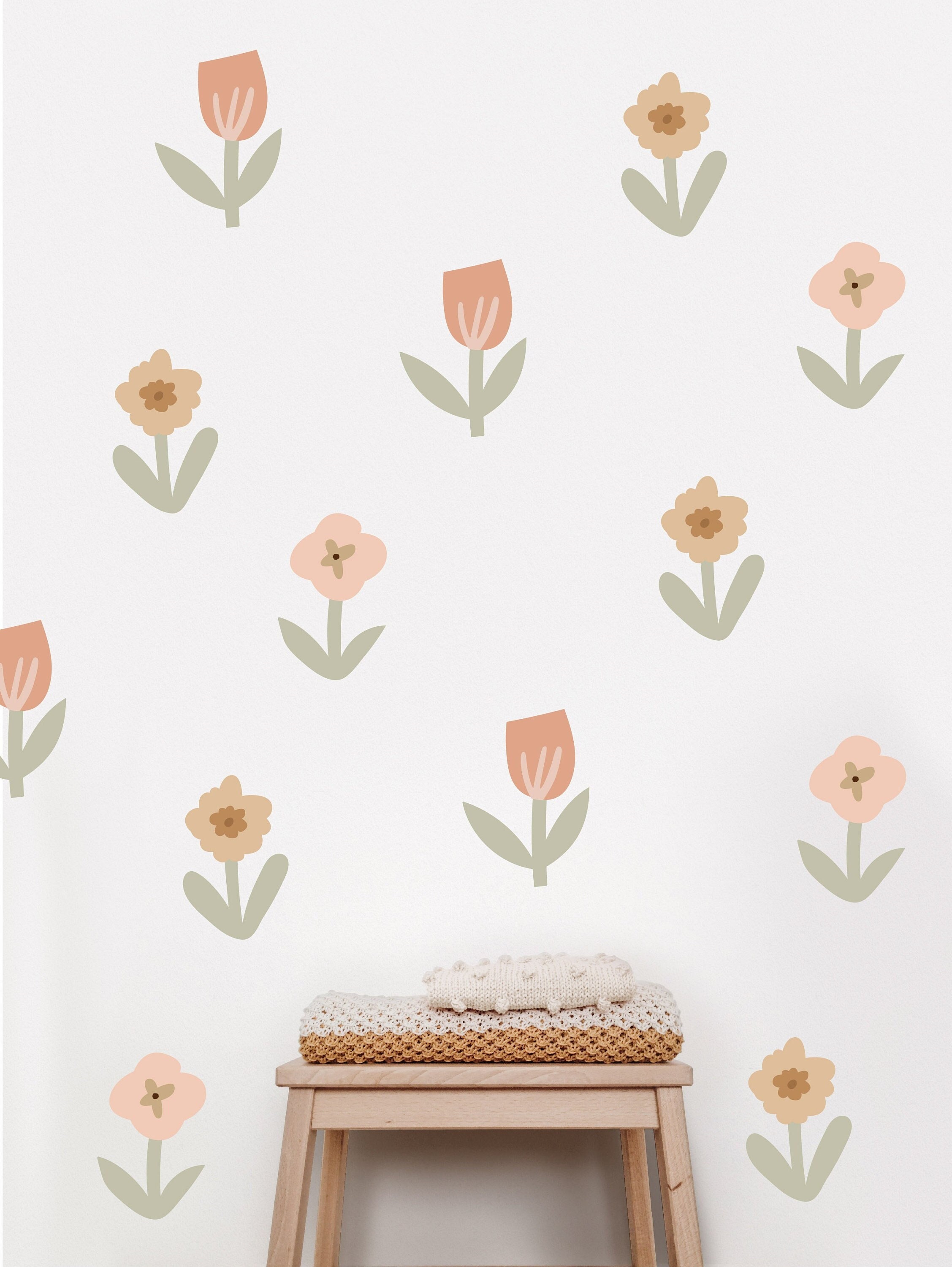 Flower Fabric Wall Decals Boho Flower Decals for Girls Etsy