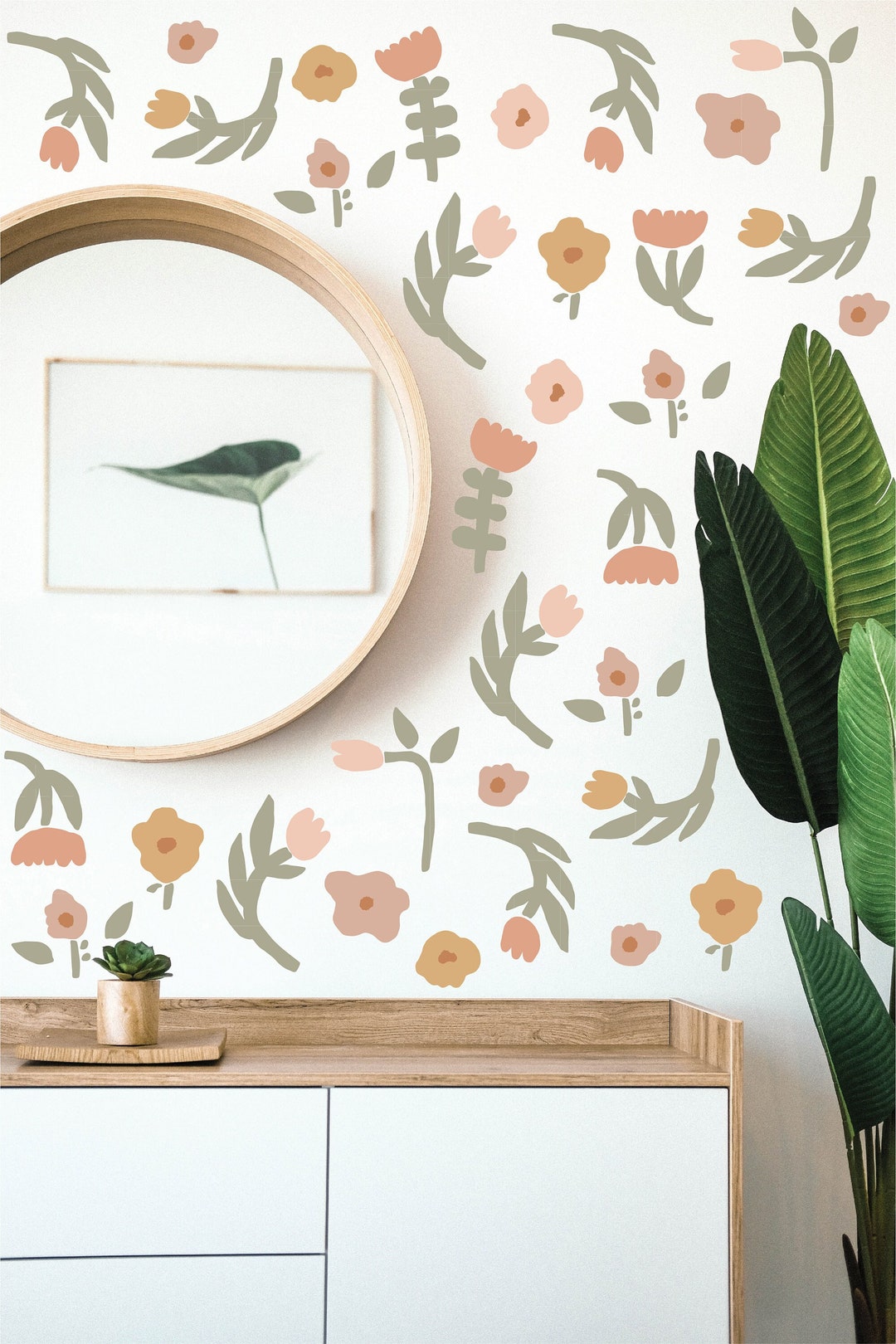 Wildflower Fabric Wall Decals, Boho Floral Decals for Girls Nursery ...