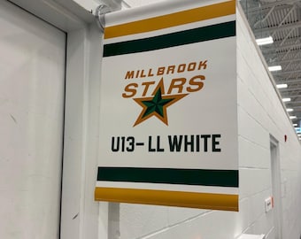 Double Sided Hockey Door Banner Includes Magnetic Pole- Custom Hockey Team banner/hockey flag/ hockey team banner/ custom design, 12" x 17"