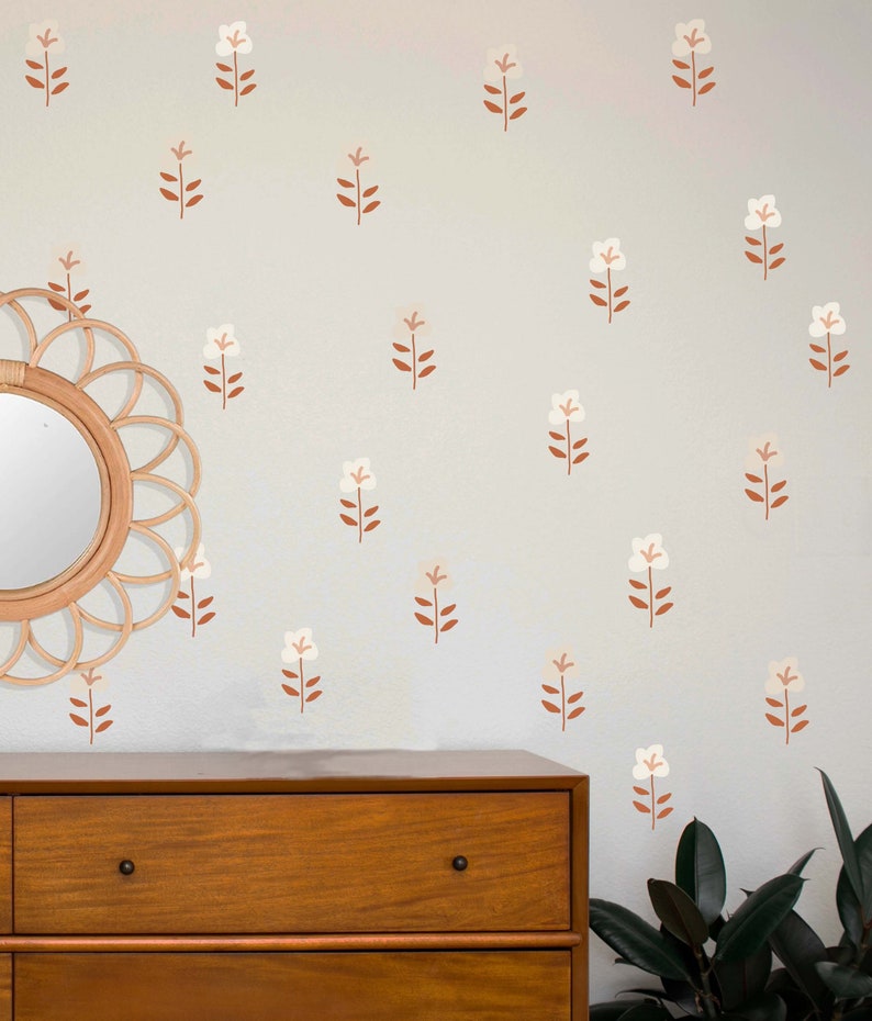 Vintage Farmhouse Flower Decals Fabric Wall Decals Boho Etsy