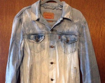 Vintage Levi's custom bleached light blue denim jacket