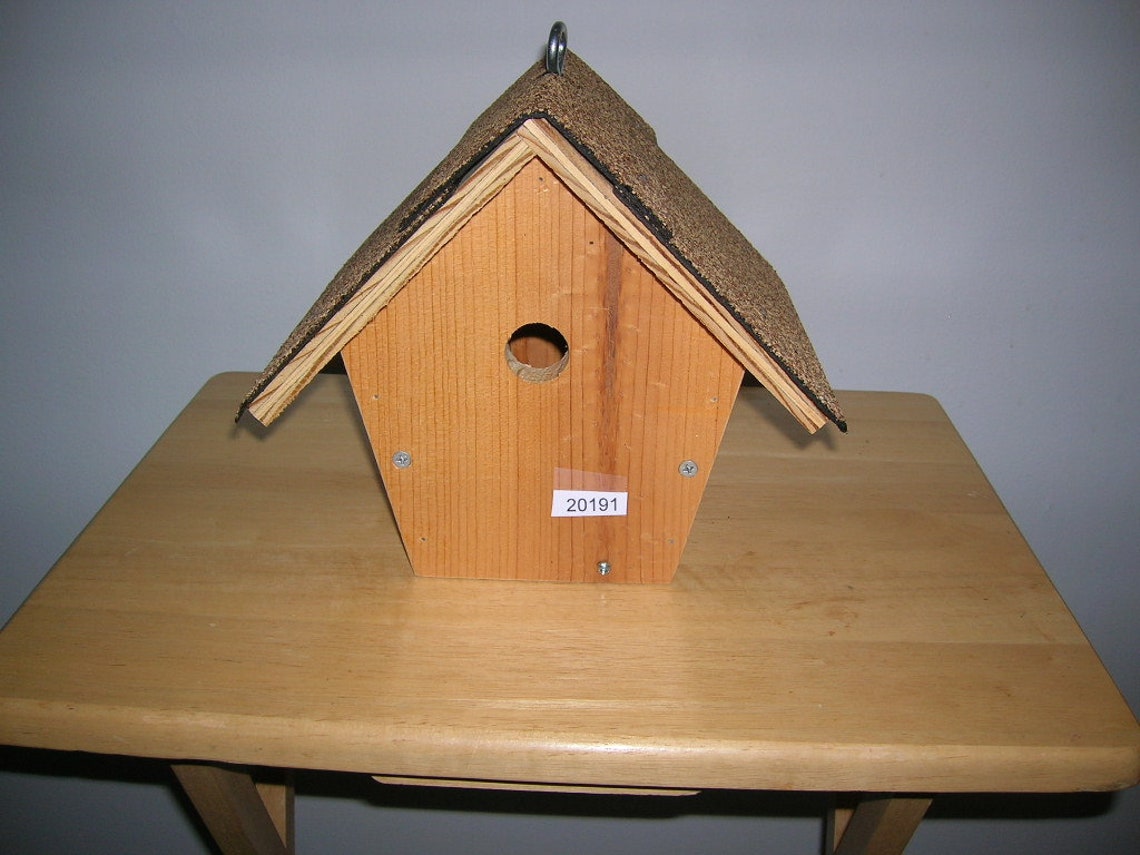 Bird House for Small Birds Made From Pine Wood Shingle Roof Etsy