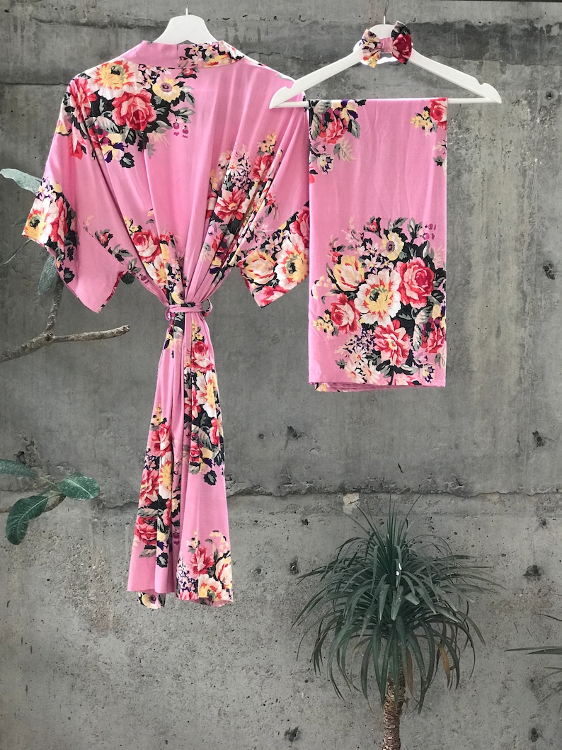 Christmas. Maternity Robe and Swaddle Set. Candy Pink. Mommy Etsy