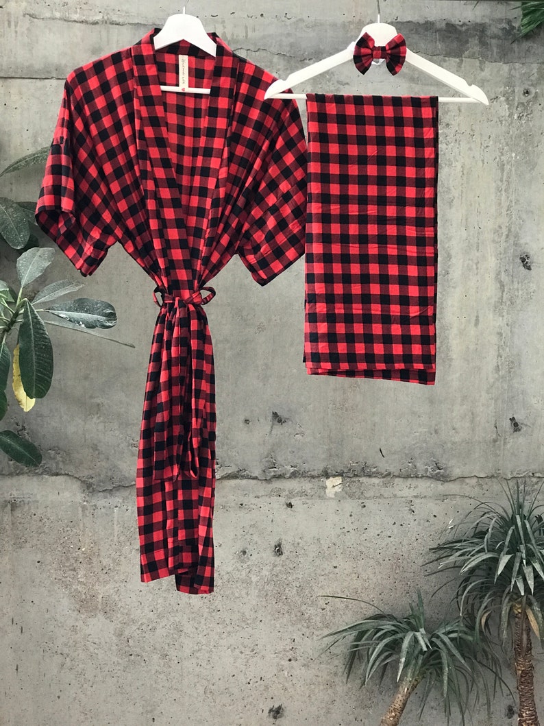 Buffalo Plaid. Robe and Swaddle Set. Swaddle Blanket. Mommy Etsy