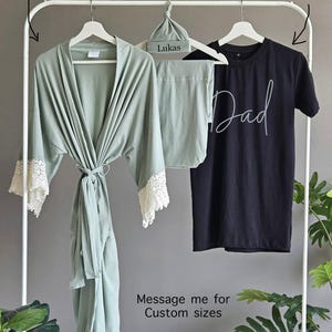 Mommy and me robe and swaddle set. Maternity robe and swaddle set boy. Mommy and me outfits. Baby shower gift. Baby blanket. Maternity robe. image 7