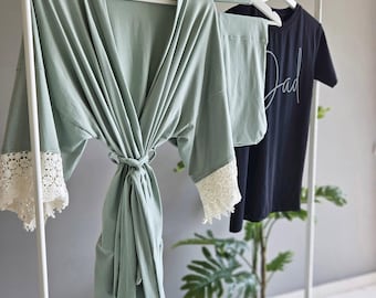 Mommy and me robe and swaddle set. Maternity robe and swaddle set boy. Mommy and me outfits. Baby shower gift. Baby blanket. Maternity robe.