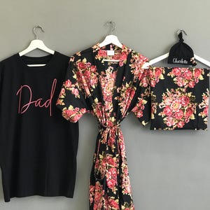 Maternity delivery gown robe and swaddle set girl outfits with baby blanket Matching dad shirt. Mommy and me outfits for labor and delivery.
