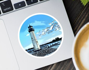 Dallas Harbor Lighthouse Sticker: Weatherproof Vinyl Decal (3"x3")