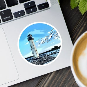 Lighthouse Sticker, Beach Sticker, Lighthouse Decal, Lighthouse Laptop Decal, Vinyl Lighthouse Sticker, Dallas Decal, Blue Lighthouse Vinyl