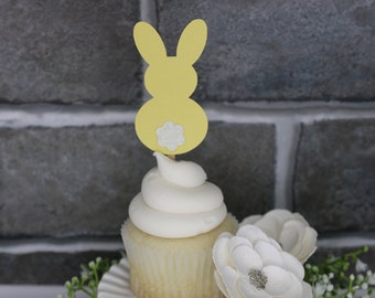 Easter Bunny Cupcake Toppers, Bunny Tail Cupcake Pick, Spring Cupcake Toppers, Easter Cupcake Toppers, Rabbit Cupcake Toppers, Qty 12