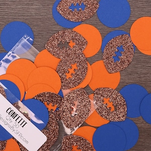 1" oranje en blauwe voetbalconfti, 50