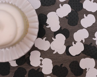 1" Black and White Pumpkin Confetti, Qty 50