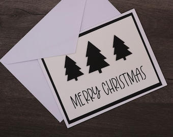 Black & White Christmas Tree Card, Qty 1