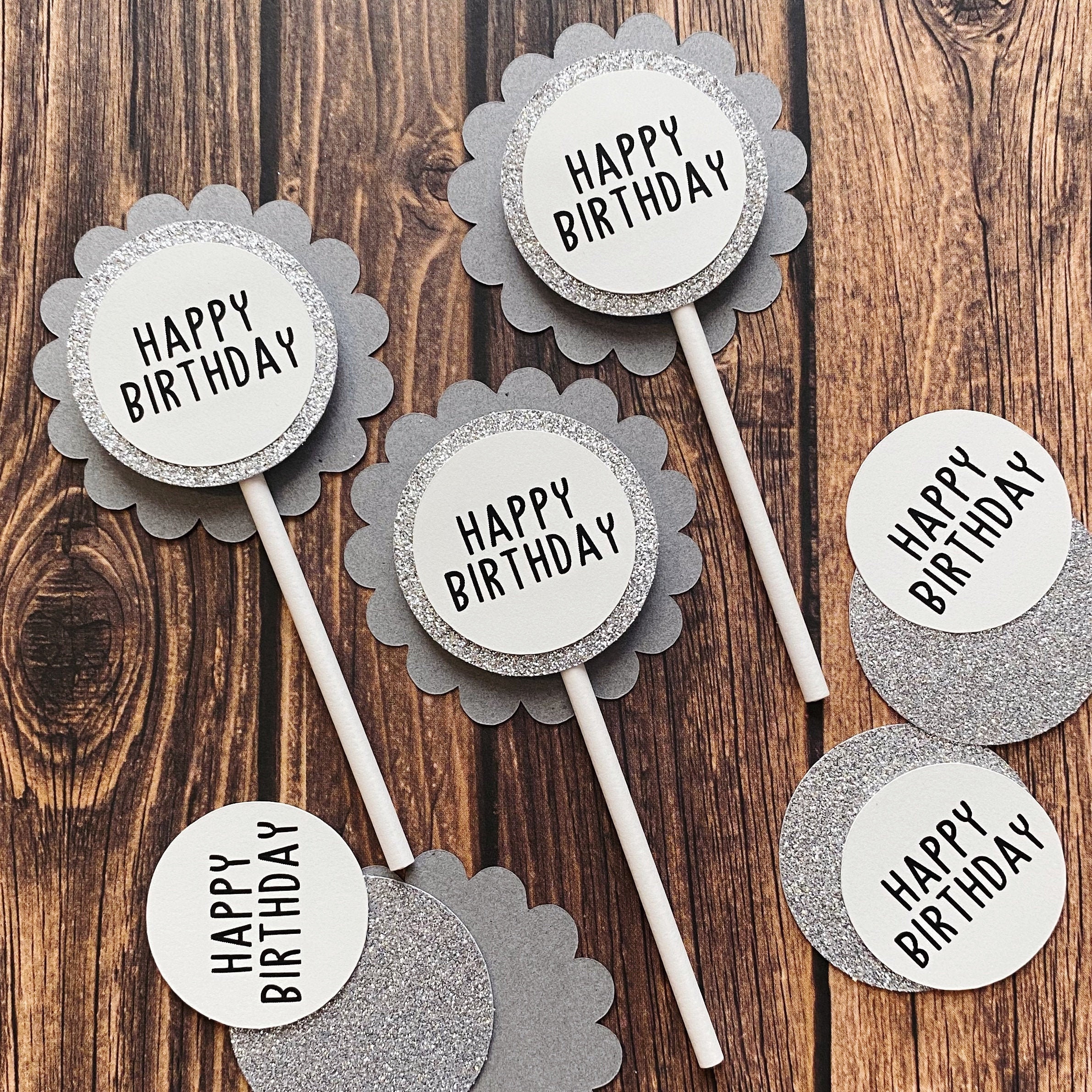 Happy Birthday Cupcake Toppers Set of 12 Etsy