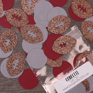 1&quot; Maroon Red and Gray Football Confetti, Qty 50