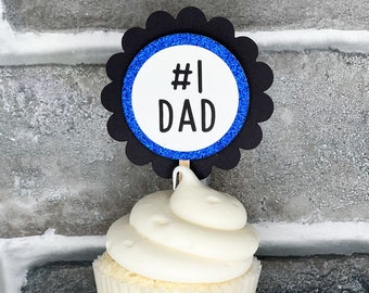 Father's Day #1 Dad Cupcake Toppers, Qty 12