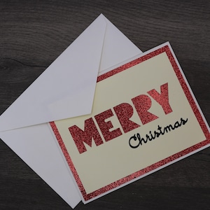 Rode glitter vrolijke kerstkaart