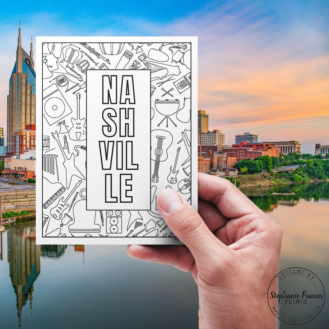 Nashville Coloring Page Music City Coloring Sheet Nashville - Etsy