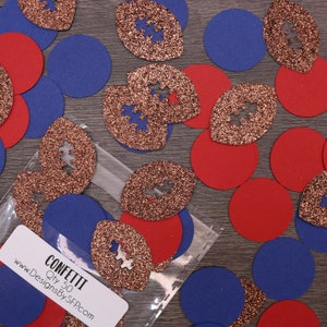 1&quot; Red and Navy Blue Football Confetti, Qty 50