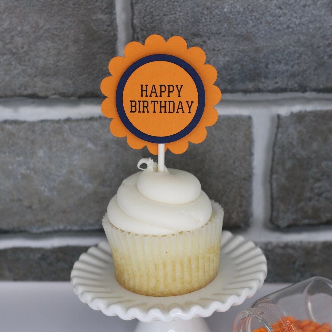 Auburn Birthday Cupcake Toppers Auburn Football Cupcake Etsy