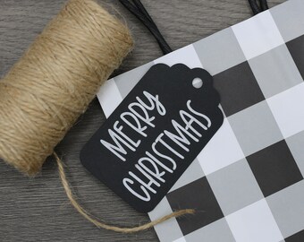 3" Christmas Gift Tags, Black and Silver, Qty 8