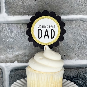 World&#39;s Best Dad Father&#39;s Day Cupcake Toppers, Qty 12