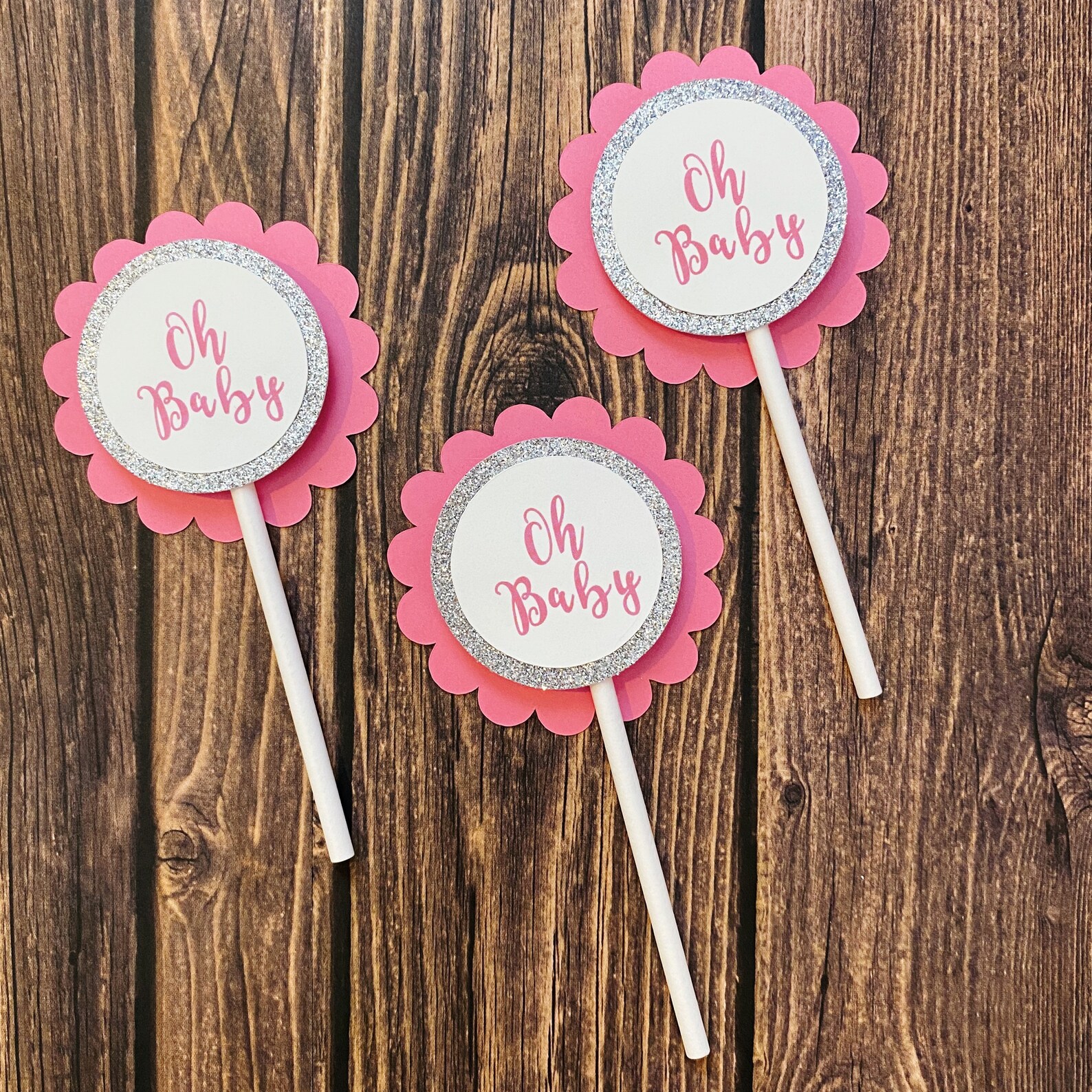 Baby Shower Cupcake Toppers Oh Baby Cupcake Toppers Baby Etsy