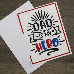 Papa ist mein Held Karte, Patriotische Dad Karte, Dad Military Karte, Superheld Dad Karte, Vatertagskarte, Veteranenkarte, Superdad Karte, Menge 1