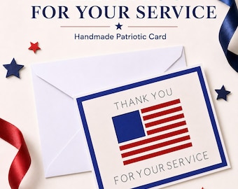 Biglietto di ringraziamento per il tuo servizio / Giorno dei Veterani / Apprezzamento per i militari / Bandiera americana / Biglietto di auguri patriottico