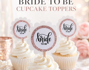 Decorazioni per cupcake "Bride To Be" color oro rosa, ideali per addio al nubilato e festa di fidanzamento.