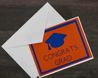 Handmade FL Gators Graduation Card: Orange and Blue