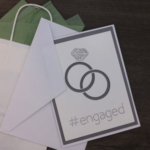 Engagement Card, #Engaged Card, Engagement Greeting Card, Handmade Engagement Card, Bridal Shower Card, Bachelorette Card, Diamond Ring Card