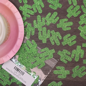 Confeti con purpurina de cactus de 1", cantidad 50