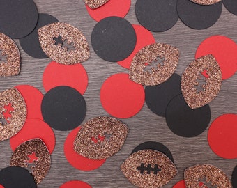 1" Red and Black Football Confetti, Qty 50