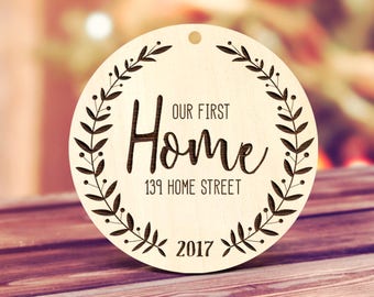 Our first Home Ornament, Wood Our First Home Christmas Ornament New House Gift, Housewarming Present Rustic Our First Home Ornament 11