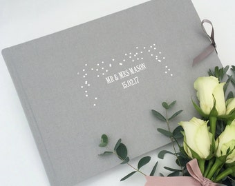 Personalised Grey Wedding Guest Book, Celebration Photo Book, Memory Guestbook, Baby Shower Guestbook, Party Guestbook