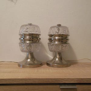 A pair of table lamps,night lamps -brushed crystal glass-chrome plated brass