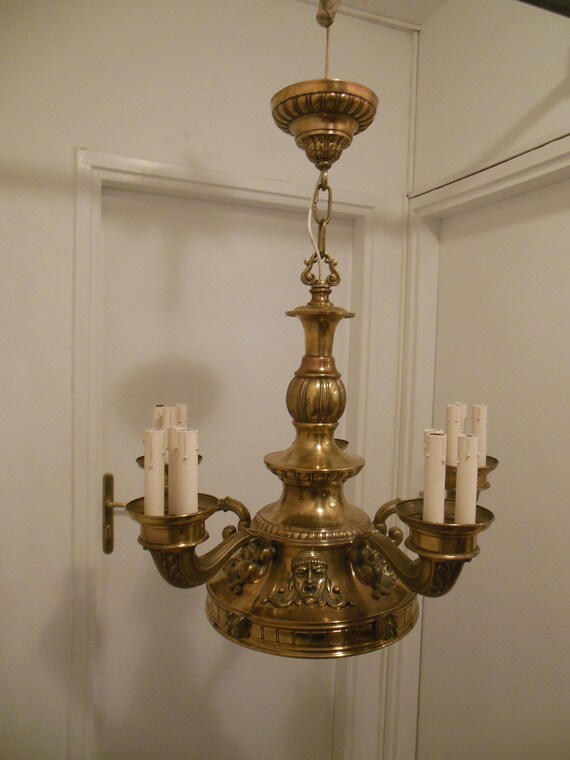 1890/'s Solid Cast Brass Gilded 2Tier 8Arm Chandelier