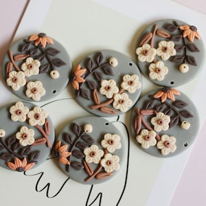 6 Stück - Runde Polymer Clay Fimo Modelliermasse für Ohrringe Ohrringe, graue Fimo Anhänger, Fimo Halsketten Schmuck Charms