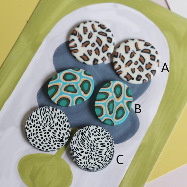 6pcs Oval Animal Leopard Polyer Clay Fimo Clay Earrings Cabs, Fruit Fimo Pieces Fimo Pendants, Fimo Polyer Clay Jewelry Charms